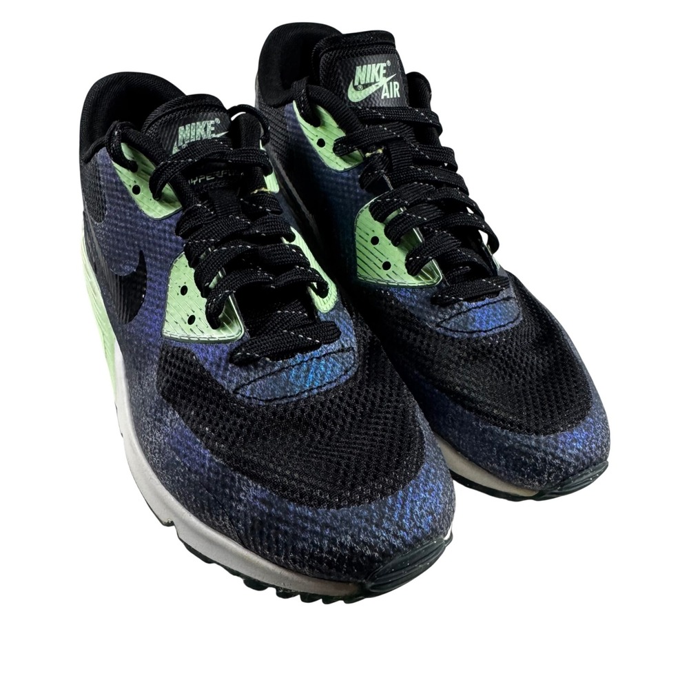 Nike Air Max 90 Hyperfuse Womens 8.5 Black Iridescent Flash Lime Good 811165-001